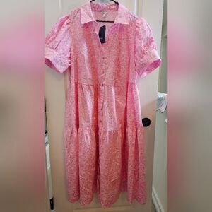 NWT Crown & Ivy Pink Paisley Cotton Midi